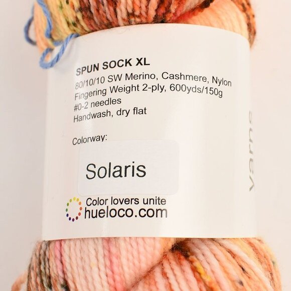 Hue Loco Solaris Spun Sock XL Yarn SW Merino Cashmere 2-Ply 600 Yds Solaris - Picture 3 of 3